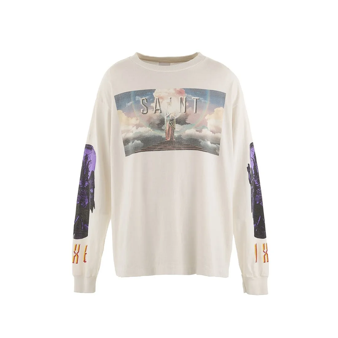 SAINT Mxxxxxx SAINT PICTURES L/S TEE/WHITE Columbia Pictures SAINT Goddess Long Sleeve Off-White S-XL Pays tribute to the Columbia Pictures Title Goddess. Full of fun. Ready-made clothes are washed. The texture is soaring. Authentic level printing is restored. Look for cylindrical seamless fabrics. It is almost meaningless if it is not a cylindrical fabric.
